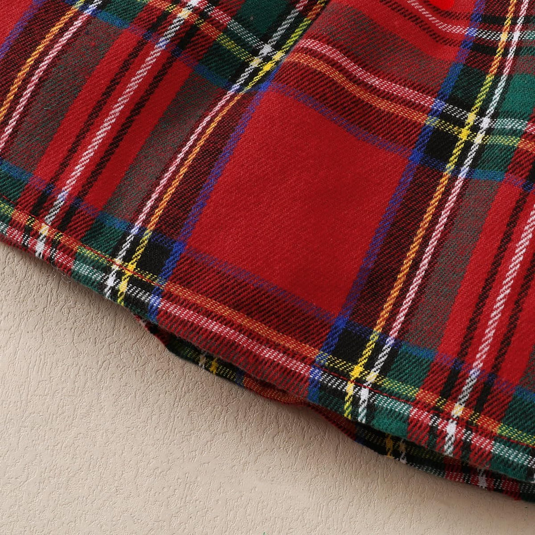 Baby Mädchen Weihnachtskleidung Langarm Strampler Hosenträger Plaid Rock Set Neugeborenen Outfit 6-1