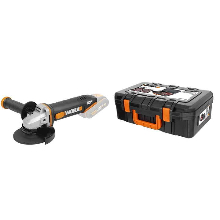 WORX WX803.9 Akku Winkelschleifer 20V - ohne Akku &amp; Ladegerät, Schwarz &amp; WA0071 Werkzeugkoffer aus r