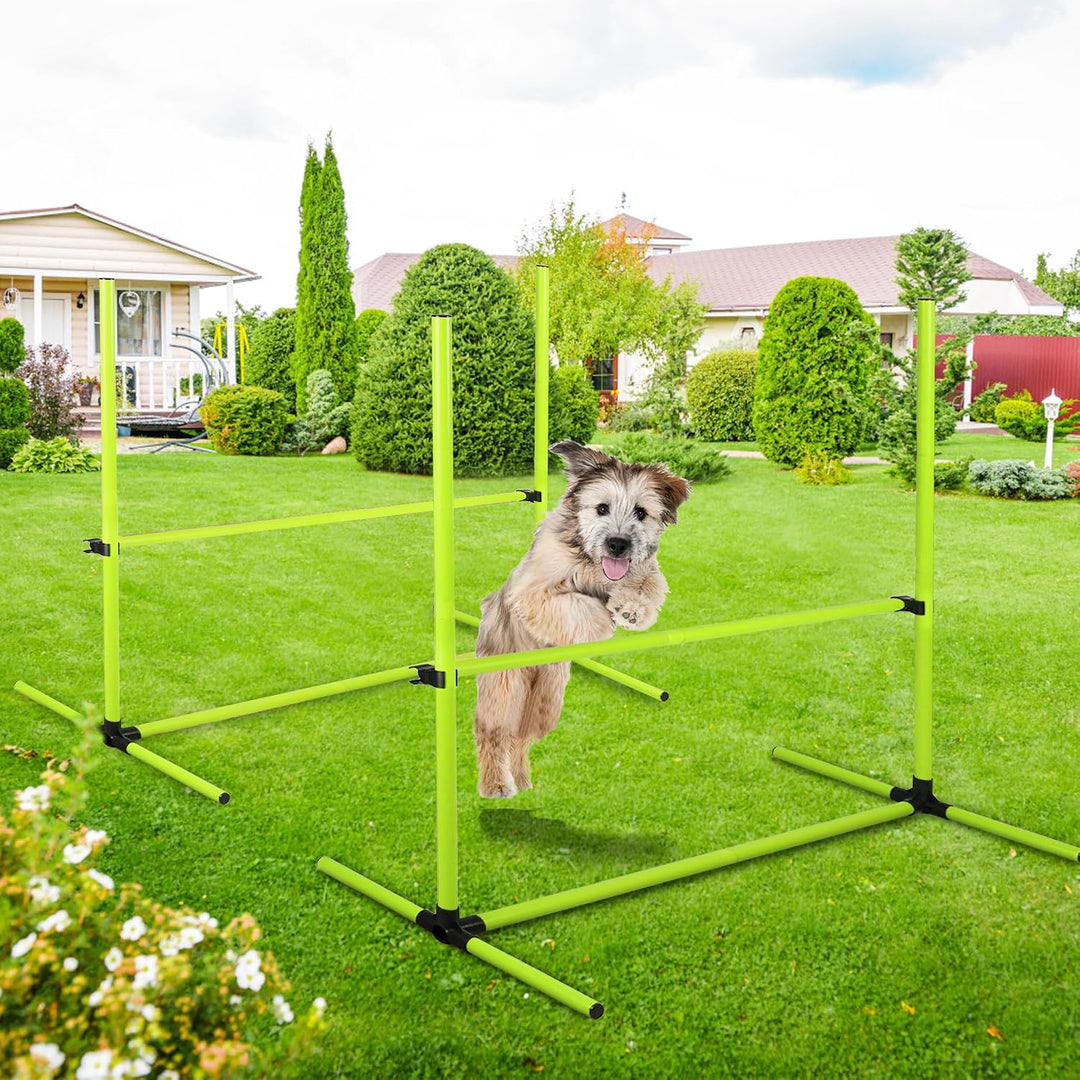4X Agility Set Hunde Slalomstangen Hund Training Set Höhenverstellbar Kunststoff Hürdenset Hobby Hor
