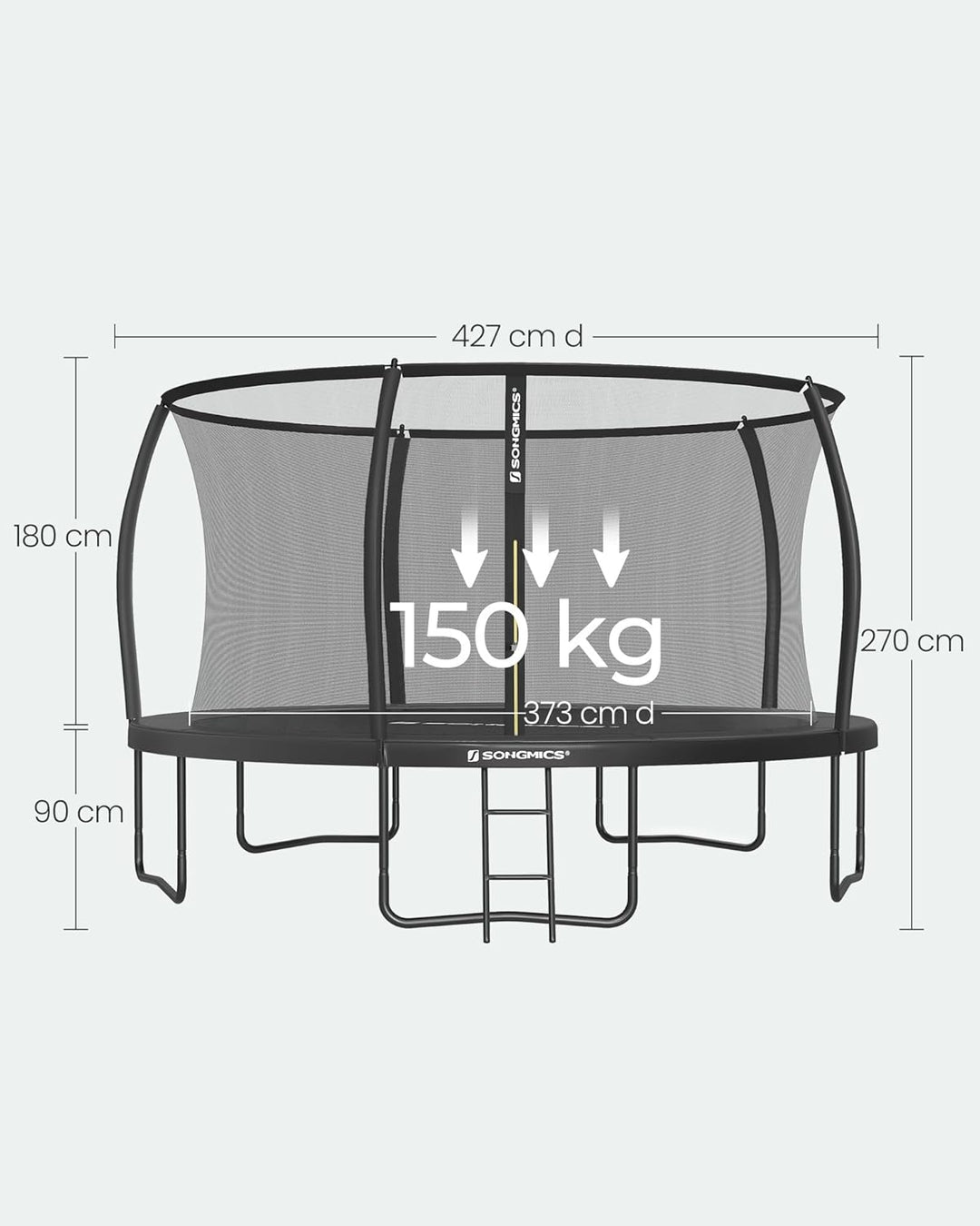 SONGMICS Trampolin Outdoor Ø 244/305/366/427 cm, rundes Gartentrampolin Kindertrampolin mit Sicherhe