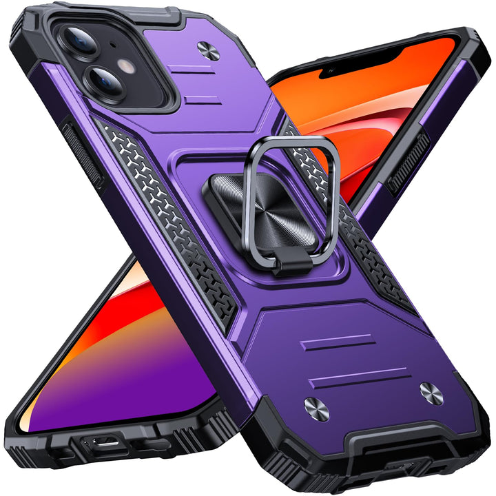 Anqrp Armor Handyhülle für iPhone 12/12 Pro Hülle mit Ring Halter Ständer, [Fallschutz in Militärqua