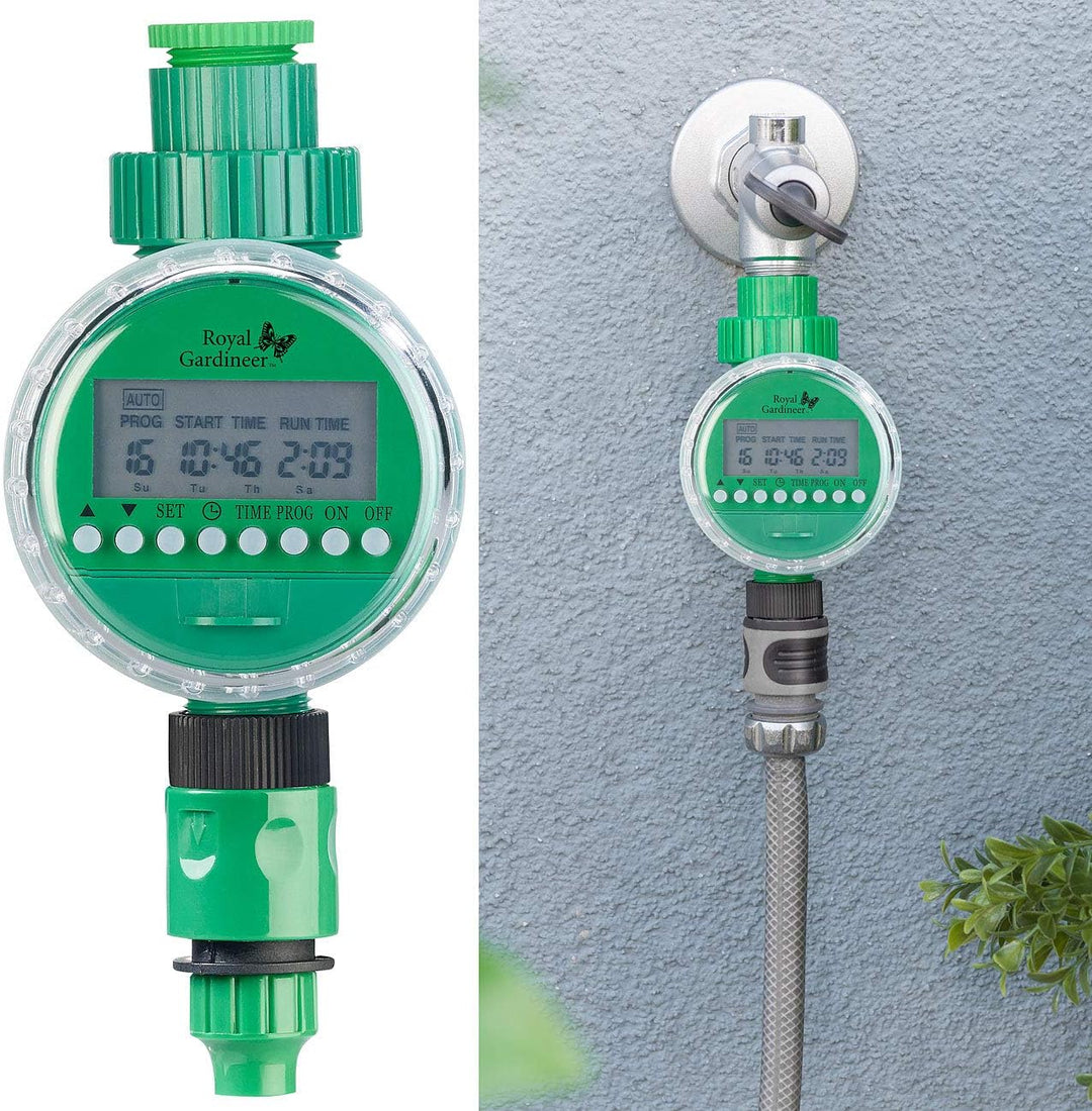 Royal Gardineer Wasser Zeitschaltuhr: Bewässerungs-Computer mit 16 Programm-Speicherplätzen und LCD-