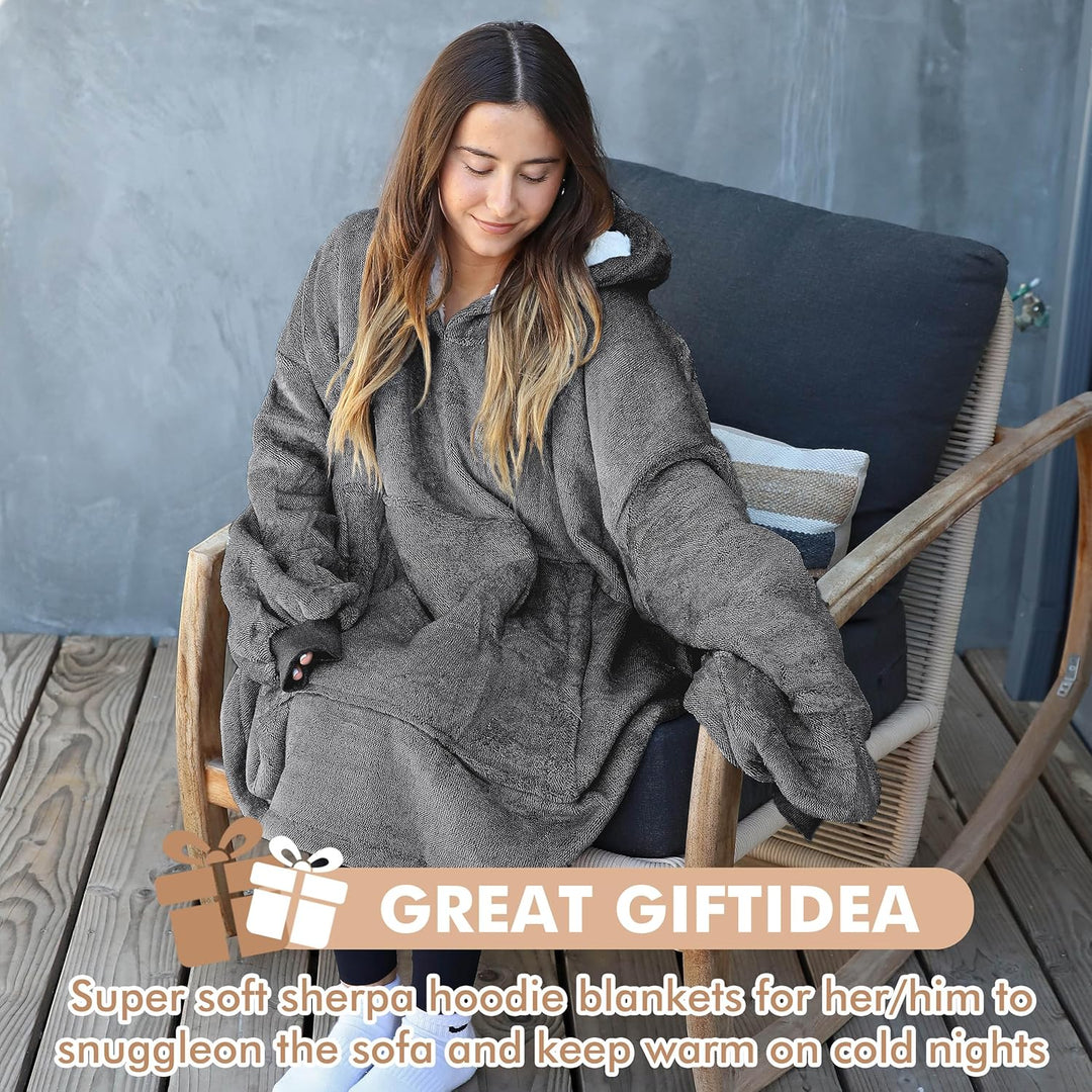 Catalonia Classy Oversized Sherpa Hoodie Decke, grosses Kapuzen-Sweatshirt für Frauen, weiche gemütl