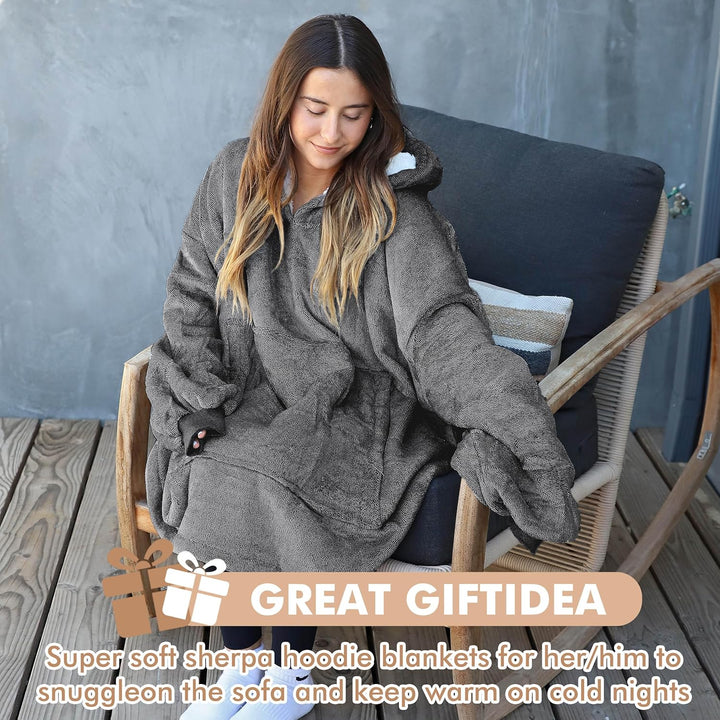 Catalonia Classy Oversized Sherpa Hoodie Decke, grosses Kapuzen-Sweatshirt für Frauen, weiche gemütl