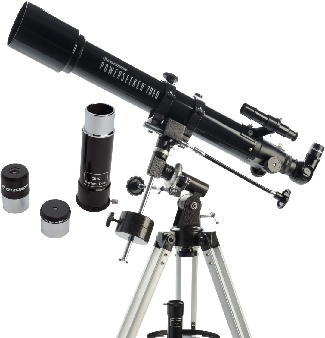 Celestron 21037 PowerSeeker 70EQ Refraktor – Schwarz, 70EQ Refraktor