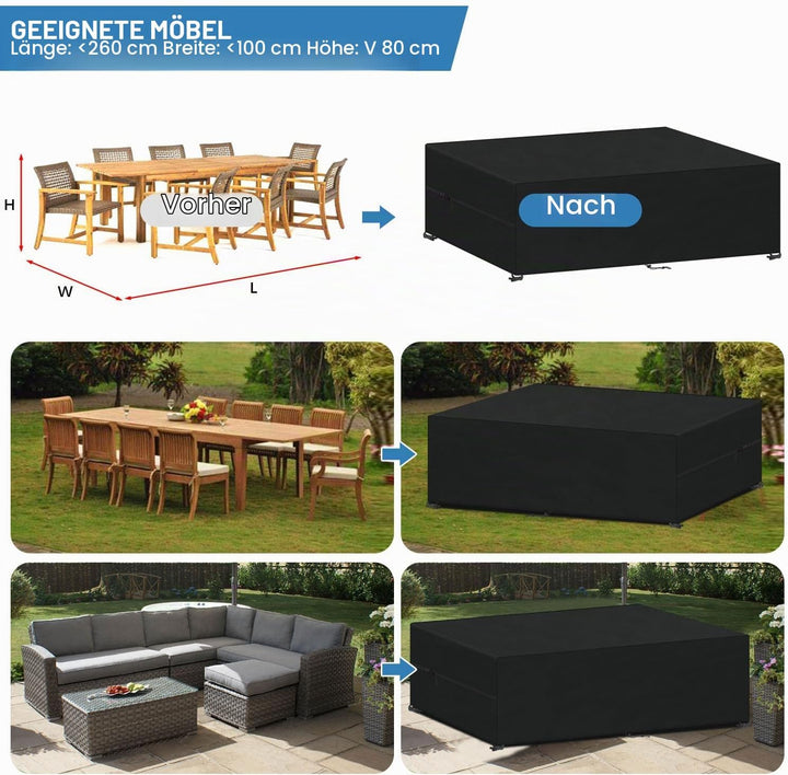 VANSHEIM Lounge Abdeckung Wasserdicht Abdeckung Gartenmöbel Schutzhülle Gartenmöbel Abdeckung Wasser
