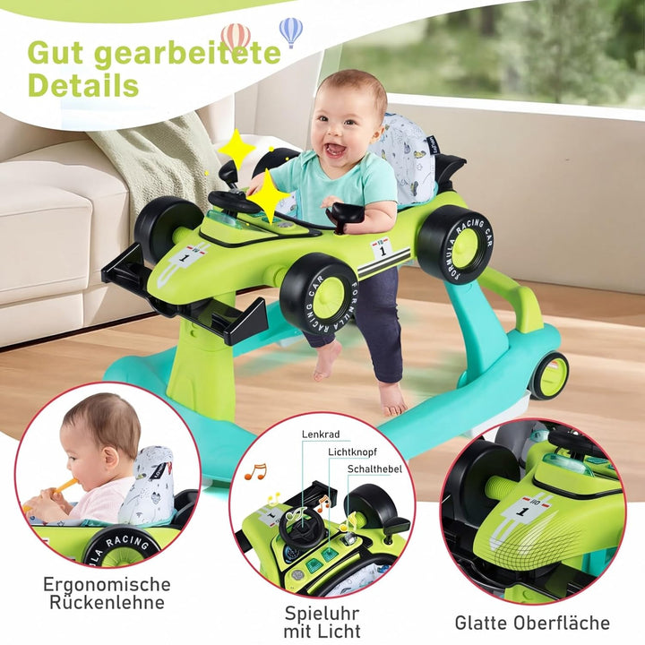 COSTWAY 4 in 1 Lauflernhilfe, Lauflernwagen klappbar mit verstellbarer Höhe & Geschwindigkeit, Baby