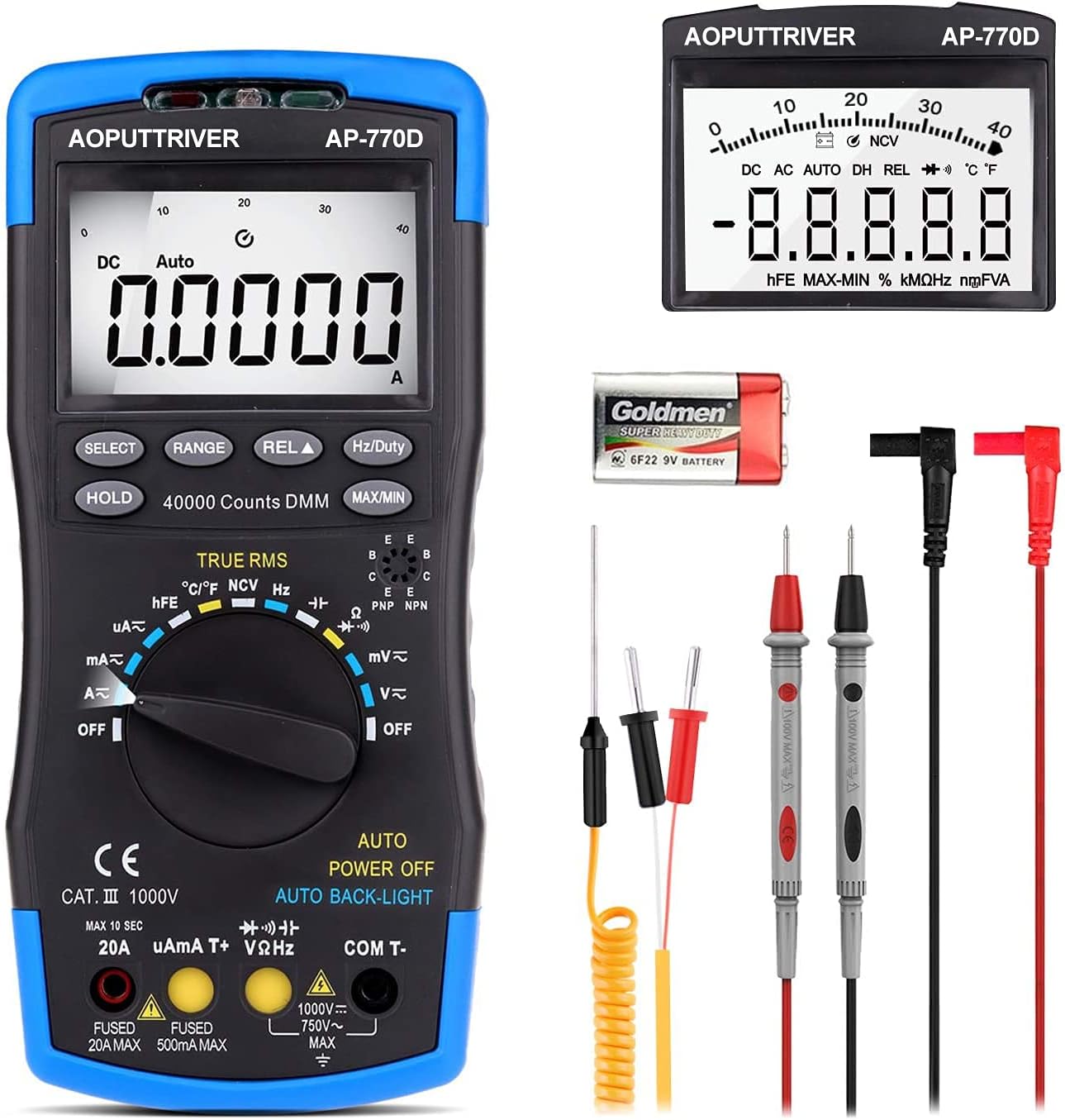 Digital Multimeter Automatisch AP-770D TRMS 40000Count Advanced Multim ...