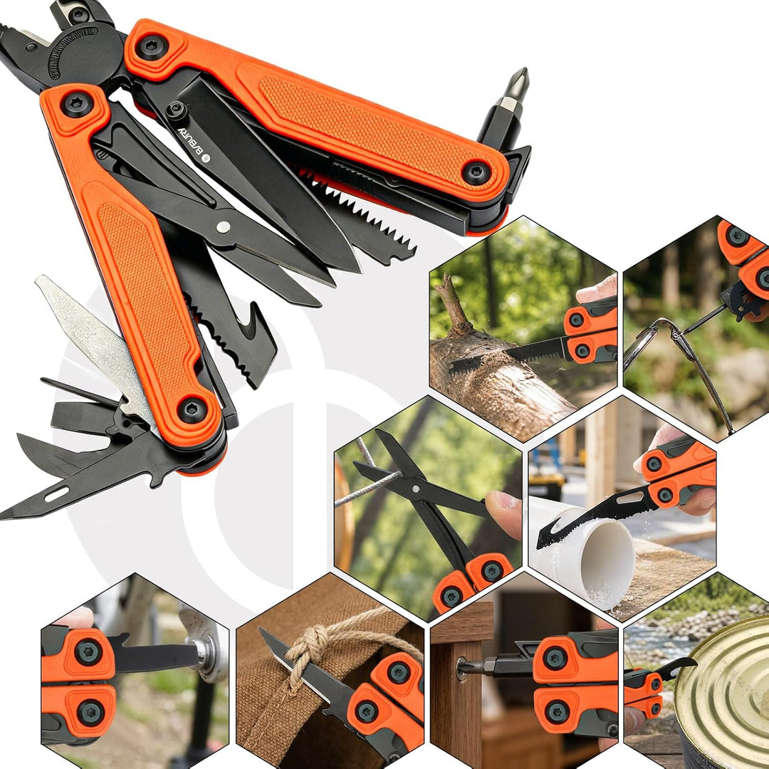 BIBURY 25-in-1 Multitool Multifunktionszange, YG12 Hartmetall-Schneide, G10-Griff, 3Cr13 Edelstahl,