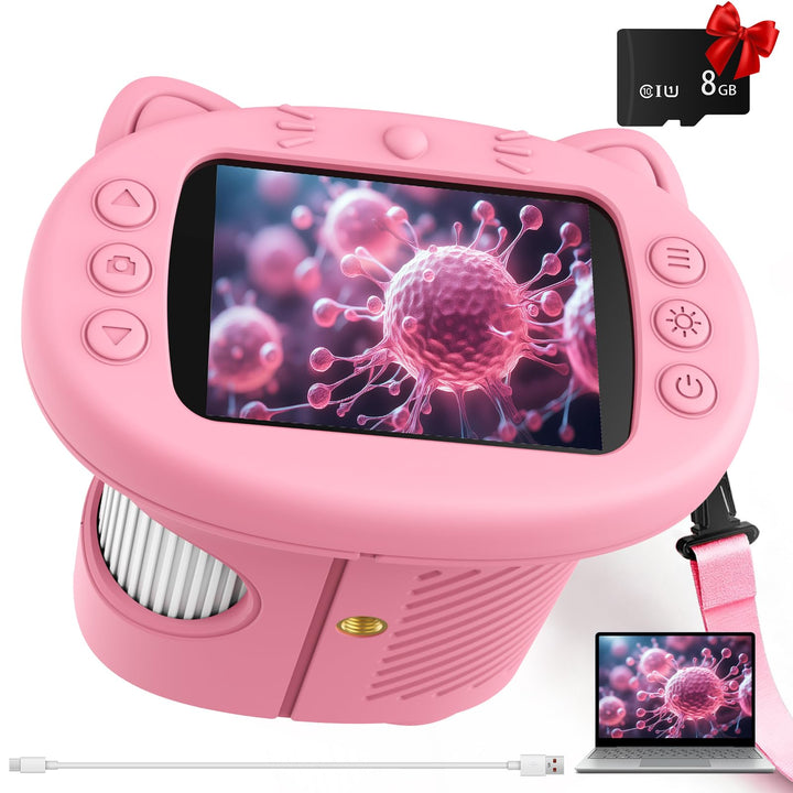 Mikroskop für Kinder, 1000X&amp;2.4" HD Bildschirm Kinder Mikroskop Spielzeug ab 3 4 5 6 7 8 Jahren Kind