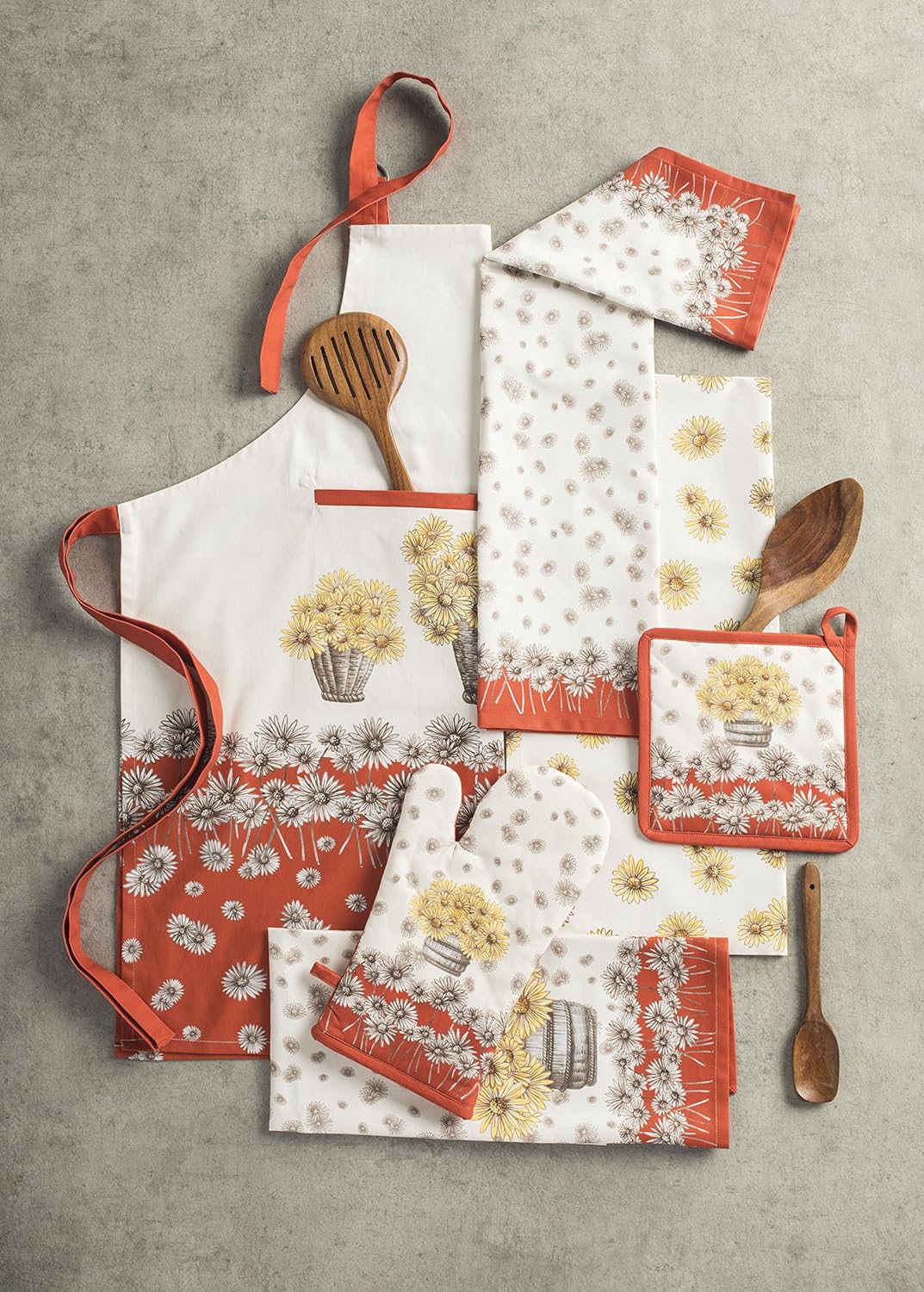 Maison d' Hermine Hot Pads Set mit 2 Topfhaltern aus 100% Baumwolle mit Schleife, (20cm x 20cm) Topf
