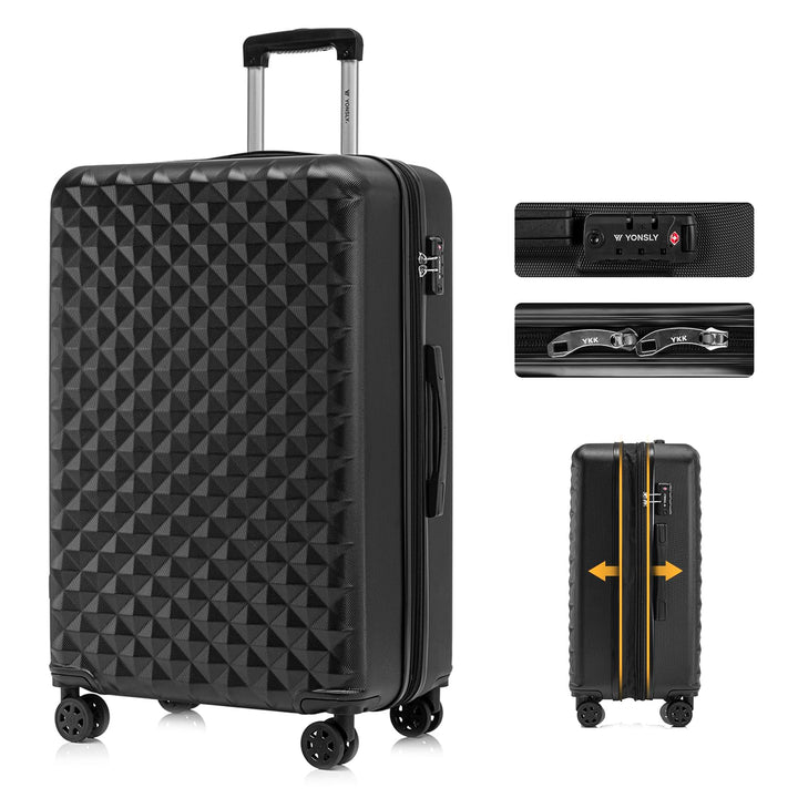 Reisekoffer Suitcase, Erweiterbarer Hartschalenkoffer Trolley mit TSA-Schloss und hochwertigem YKK-R