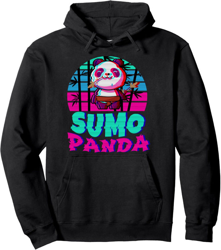 Sumo Ringer Panda Vaporwave Japanese Aesthetic Pullover Hoodie