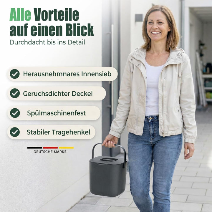 YourCasa Biomülleimer Küche - 7L Komposteimer für alltäglichen Biomüll Behälter - Spülmaschinenfest