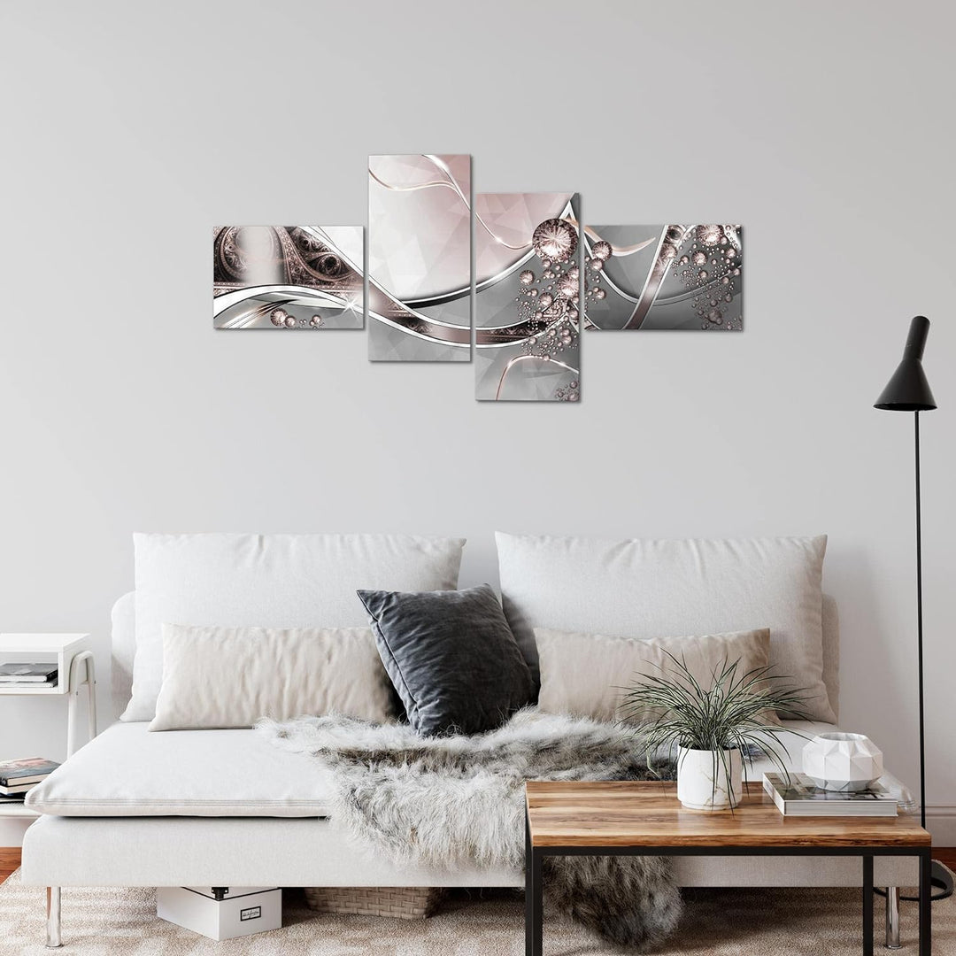 Runa Art Bild Modern Abstrakt - Made in Germany - Wandbilder Diamant Grau Rosa 4 Teilig 109142a 100