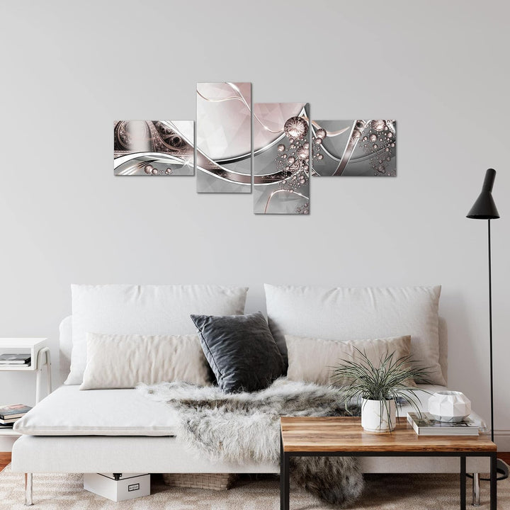 Runa Art Bild Modern Abstrakt - Made in Germany - Wandbilder Diamant Grau Rosa 4 Teilig 109142a 100