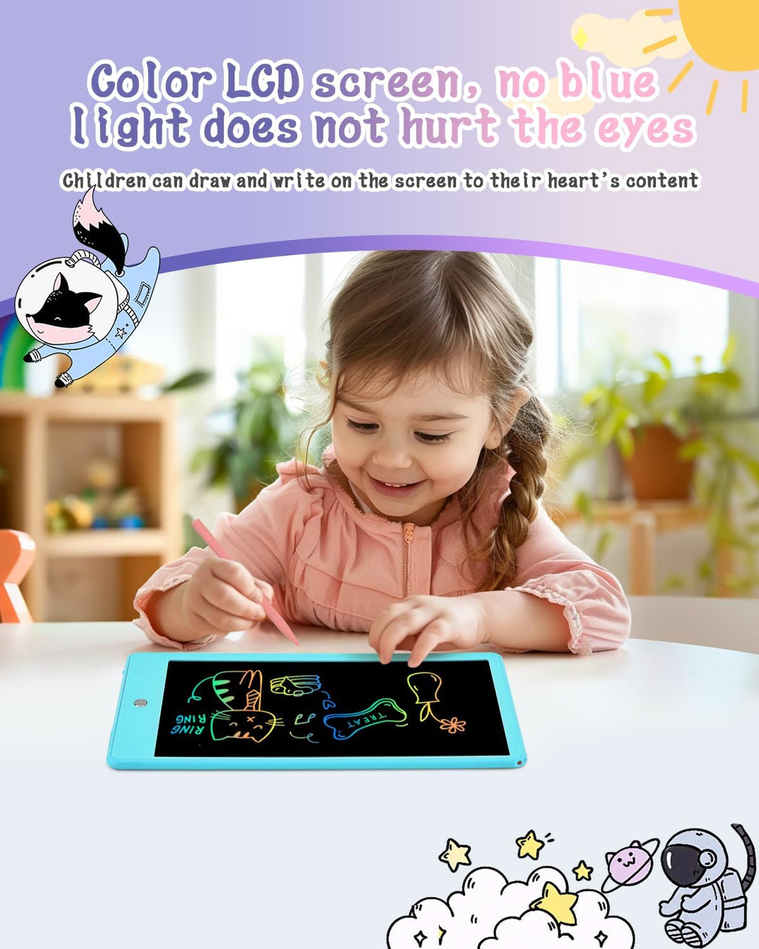 BlueSwan 2 Stück 10 Zoll LCD Schreibtafel, Maltafel Zaubertafel für Kinder, Löschbares Zeichenbrett,