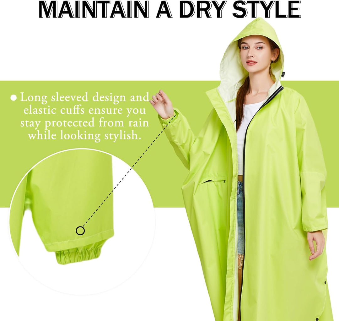 Ynport Crefreak Damen Lange Wasserdichte Regenmäntel Leichter Regenponcho Packbare Outdoor-Regenbekl