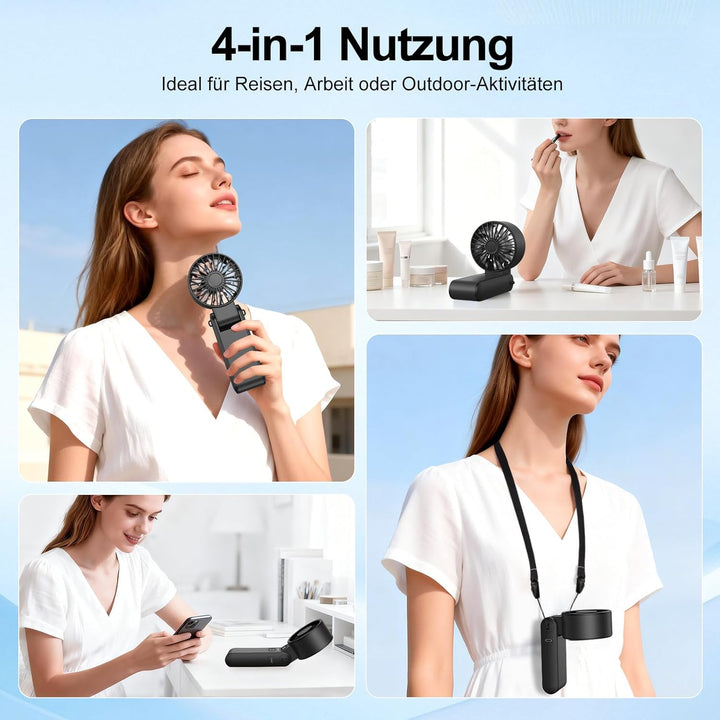 Handventilator 100 Stufen Leise Leistungsstark – Tragbarer Mini Ventilator USB Wiederaufladbar mit L