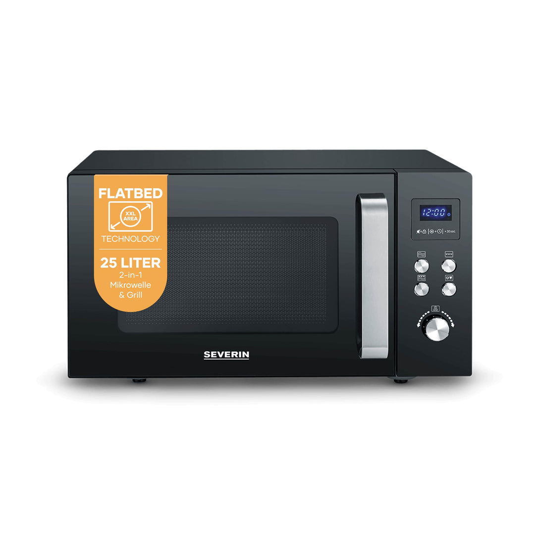 SEVERIN 2-in-1 Mikrowelle mit Glasboden und Grill, Mikrowellengerät zum Auftauen und Erhitzen, Mikro