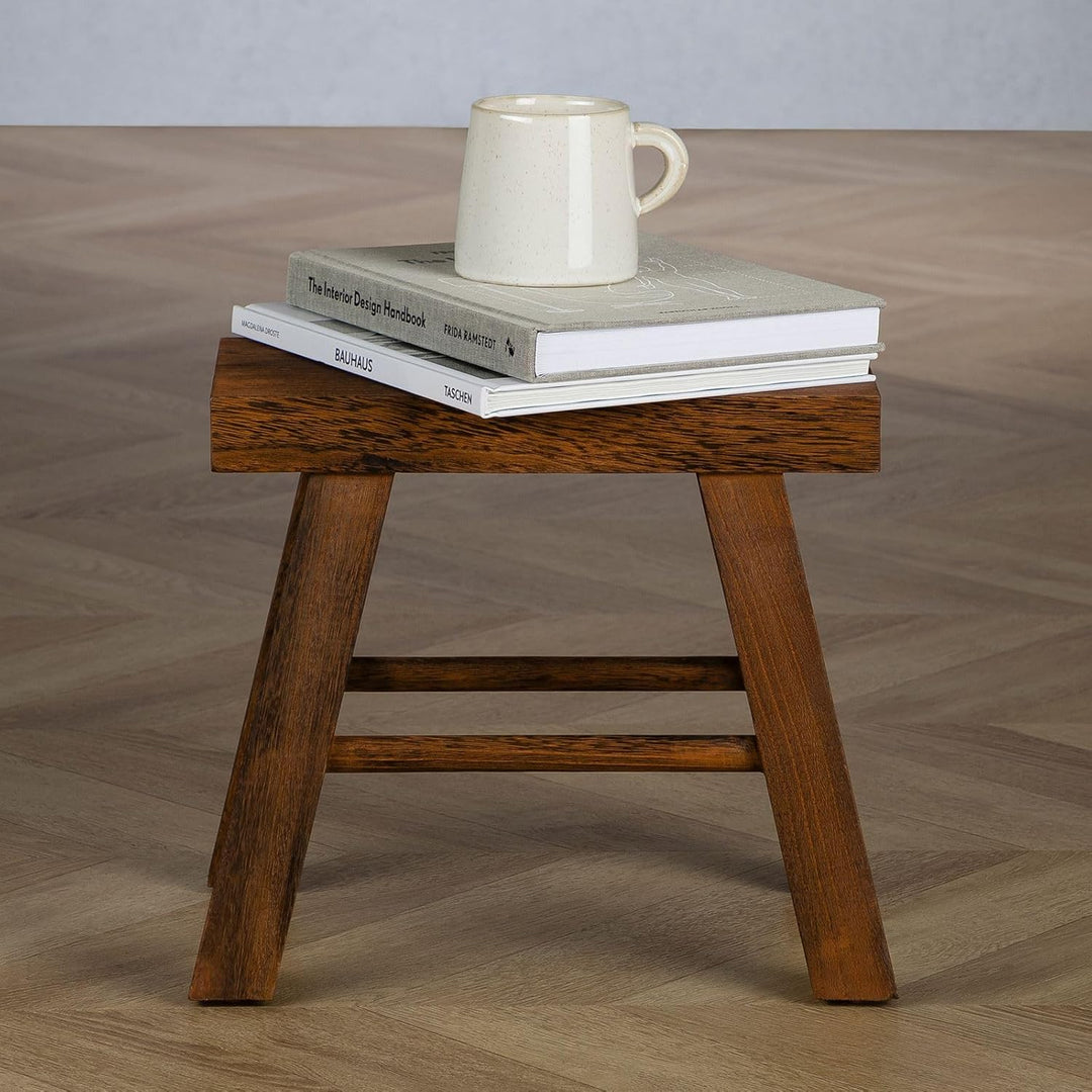 CARO-Möbel Sitzhocker ROSAL Dunkelbraun - Hocker aus Paulowina Holz mit rechteckiger Form, Tritthock