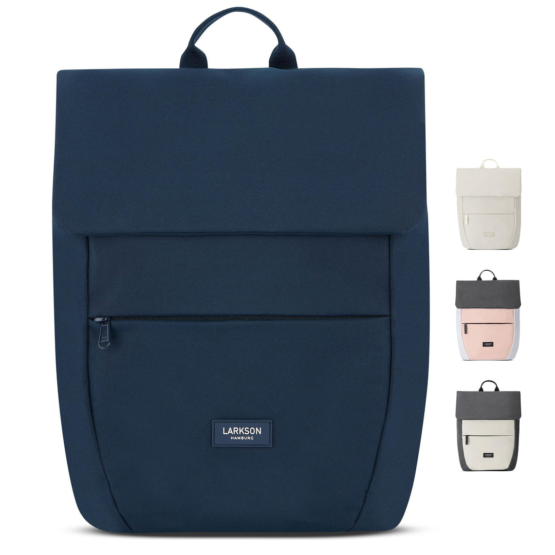 LARKSON Rucksack Damen Klein Blau - Ronja - Moderner Tagesrucksack mit Laptopfach für Uni Business C