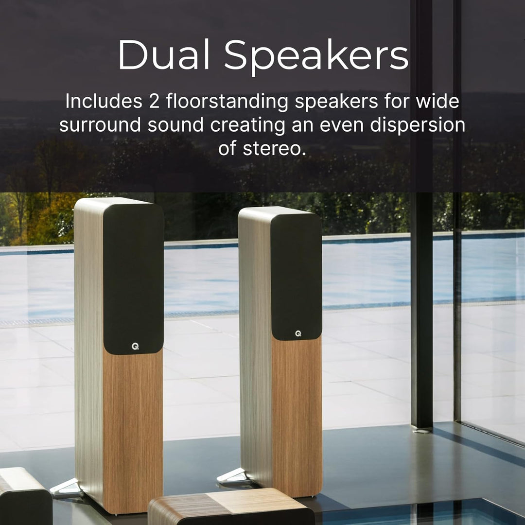 Q ACOUSTICS 5040 Einzelner Standlautsprecher Holme Oak – 12,7 cm Mittel-/Bass-Treiber, 2,5 cm Hochtö