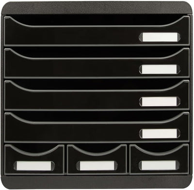 Exacompta 307714D Ablagebox Glossy Querformat mit 7 Schubladen für DIN A+ Dokumente. Belastbare Schu