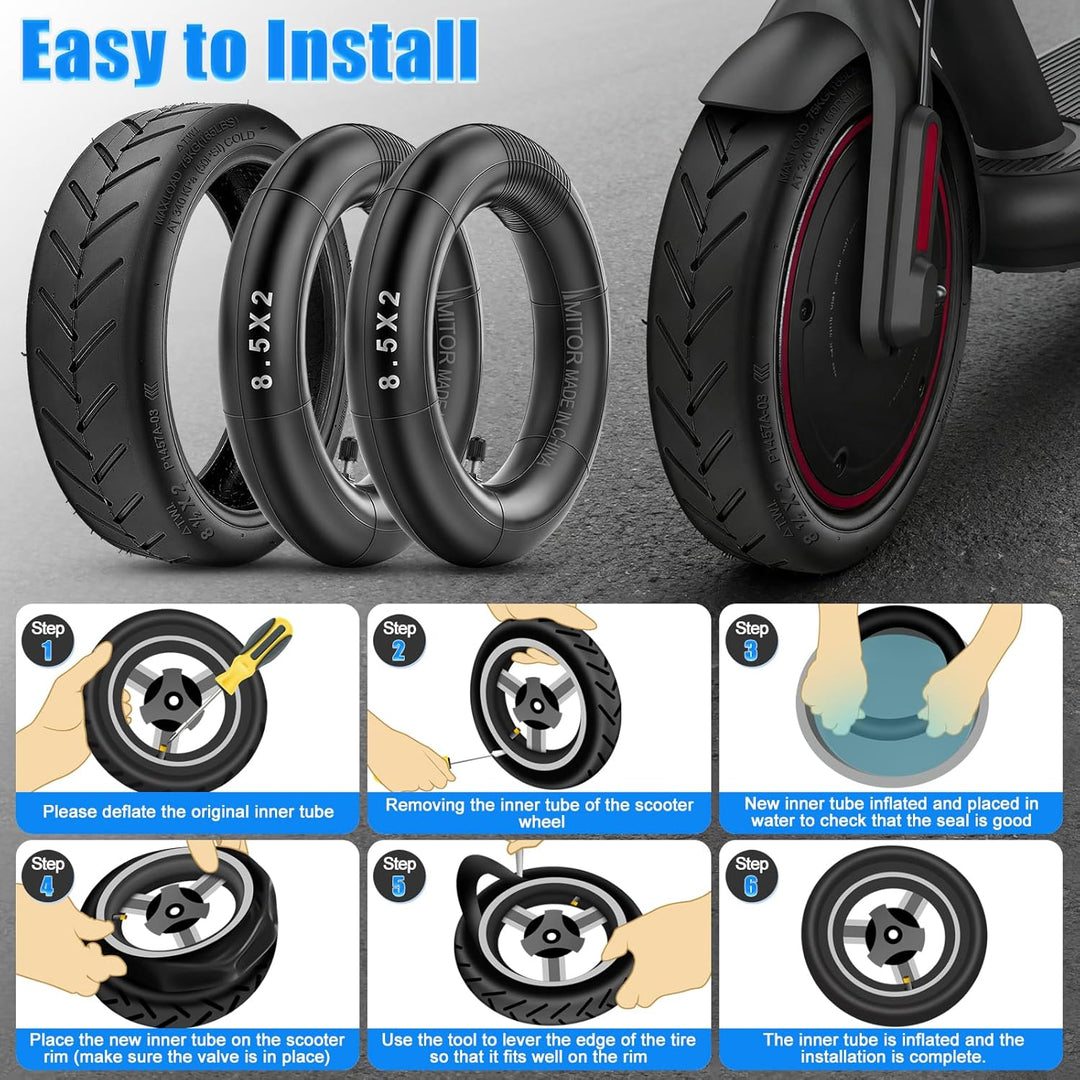 E Scooter Reifen 8,5 Zoll mit Schlauch 8 1/2 x2 für Xiaomi Pro 2 M365 Pro 1S Mi3, 50/75-6.1 Reifen u