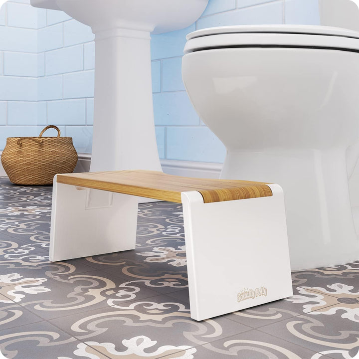 Squatty Potty Stockholm Falten Bambus Toilette Hocker, 7-Zoll Collapsible, Braun und Weiss, Bambus