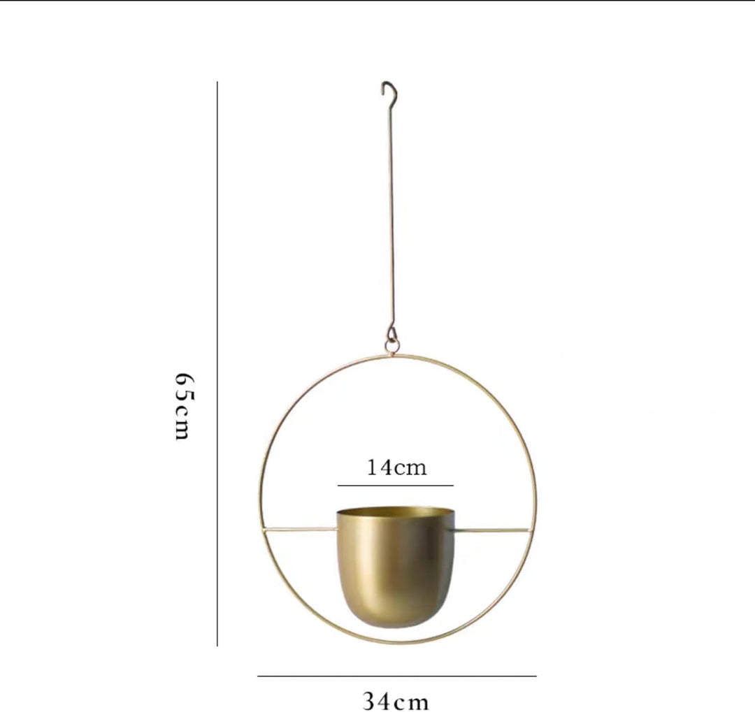 LIKEUDO 2 Stück Gold Metall Decke Hängende Blumentopf Hängende Blumenampel Sukkulenten Pflanzen Häng