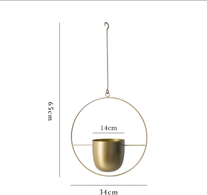 LIKEUDO 2 Stück Gold Metall Decke Hängende Blumentopf Hängende Blumenampel Sukkulenten Pflanzen Häng