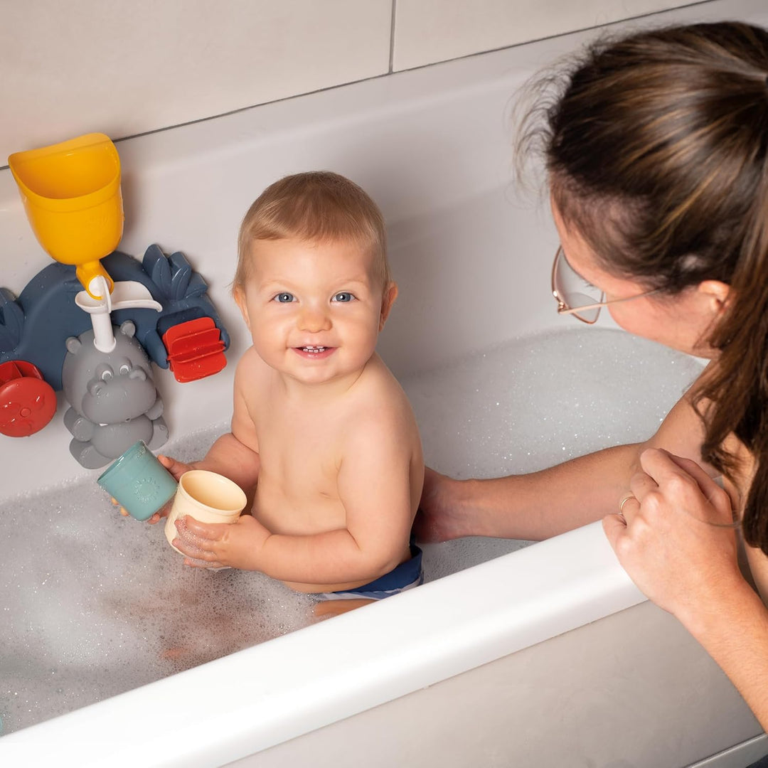 Little Smoby - Hippo Badewannenspielzeug ab 1 Jahr - Wasserspielzeug mit Spritzfunktion, Bechern und