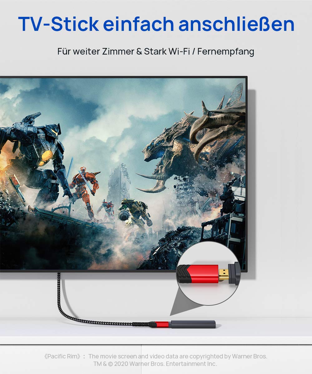 JSAUX HDMI Verlängerungskabel 3M 4K@60 Hz 2K@144Hz HDR High Speed HDMI 2.0 Stecker auf Buchse unters