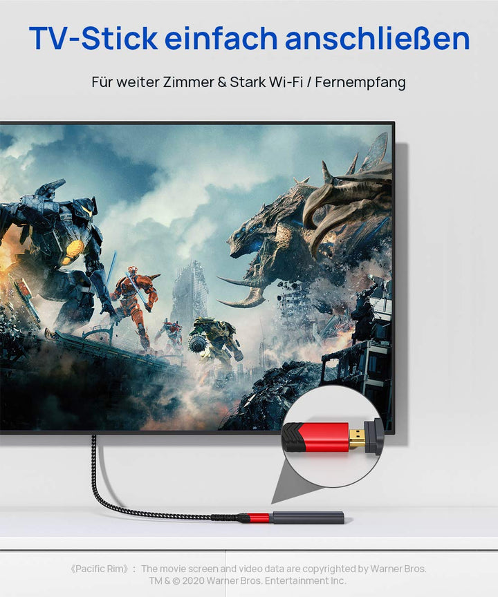 JSAUX HDMI Verlängerungskabel 3M 4K@60 Hz 2K@144Hz HDR High Speed HDMI 2.0 Stecker auf Buchse unters