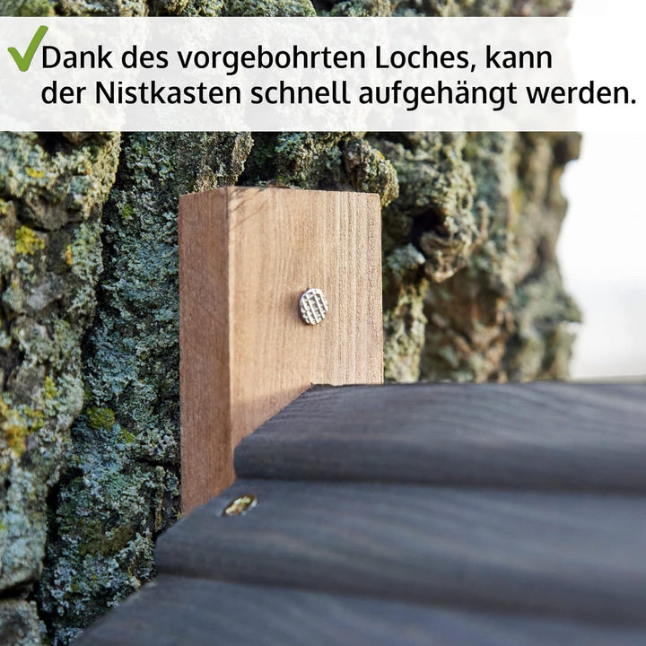 zooprinz Stabiler Nistkasten für Wildvögel/Gartenvögel - mit sicherem Schutz gegen Nesträuber – witt