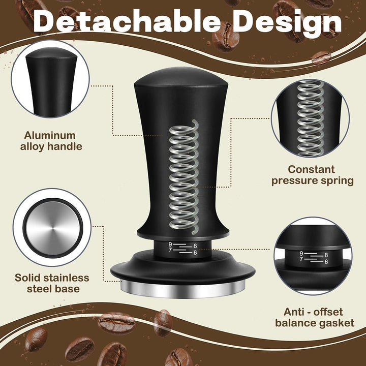 Kaffee Tamper Set 51mm,Espresso Tamper mit Skaleneinstellung, Kaffeerührer Werkzeug,Verteilerwerkzeu