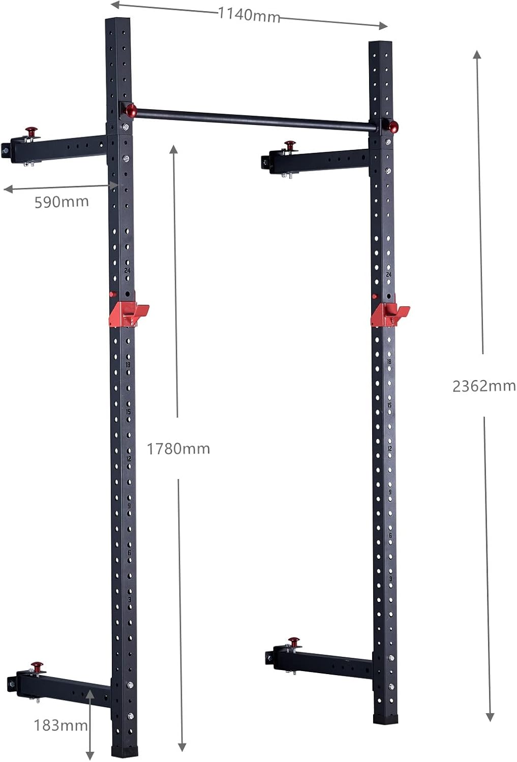 Train Hard Wand Rack Wandbefestigter Power Rack mit Klimmzugstange, 350 kg belastbar, optional mit Z