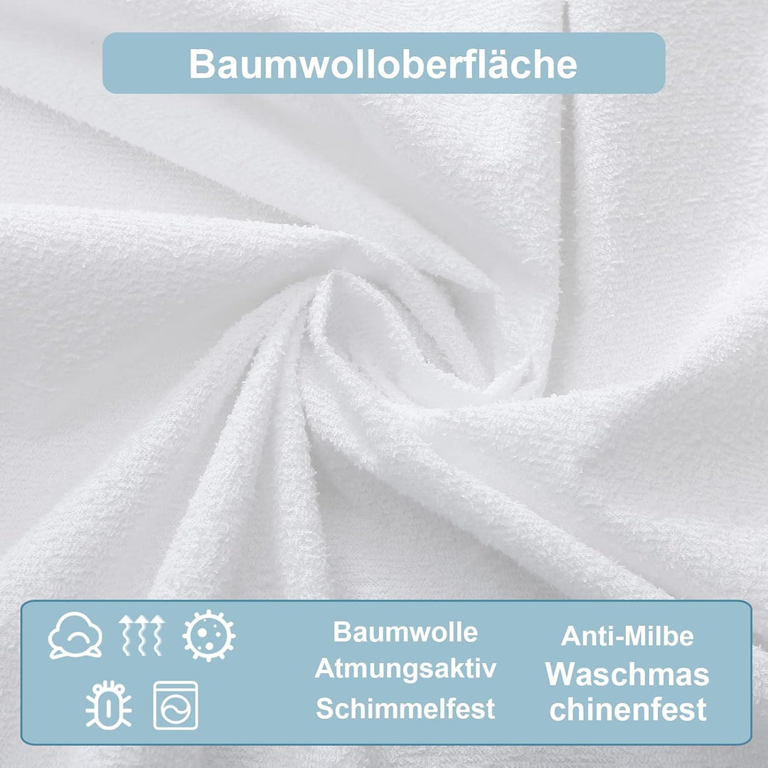 Bedecor Wasserdichter Matratzenbezug 140 x 190 cm mit Reissverschluss Matratzenschoner Baumwolle Atm