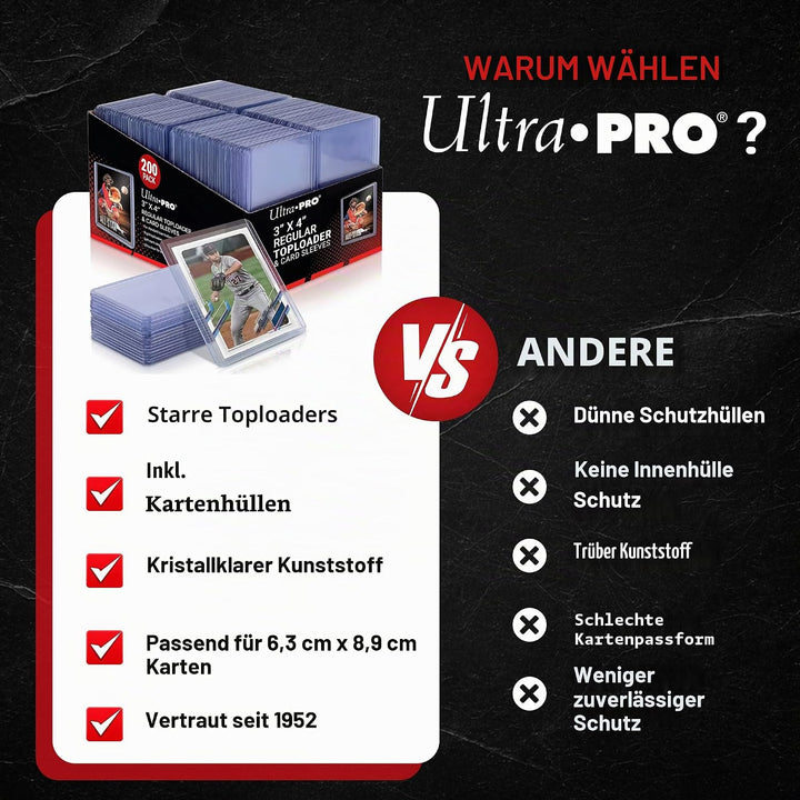 Ultra Pro Toploader und Kartenhülle, 7,6 x 10,2 cm, 200