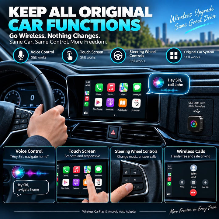 Wireless CarPlay Adapter &amp; Android Auto Adapter 2 in 1, Mini Dongle für 2 Smartphones, Plug &amp; Play U