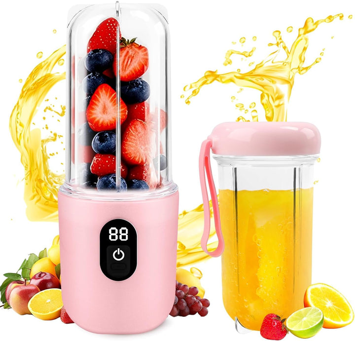 Tragbarer Mixer, Portabler Elektrischer Saftpresse mit Digitalanzeige, 1500mAh Akku, Drahtloser Gebr