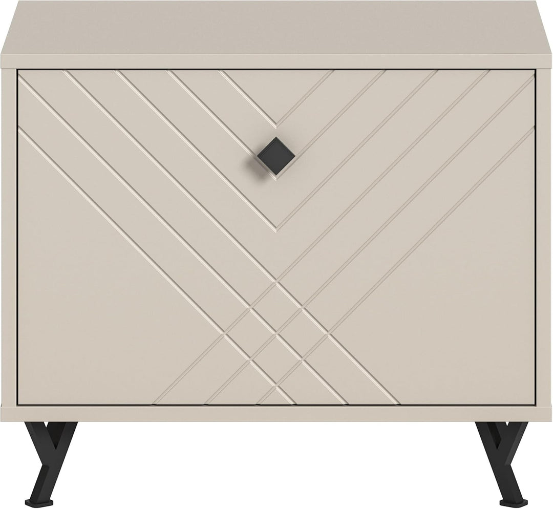 xonox.home Garderobe Notes Sitzbank Bank Garderobenbank Flurbank Truhe Front sandbeige melamin Korpu
