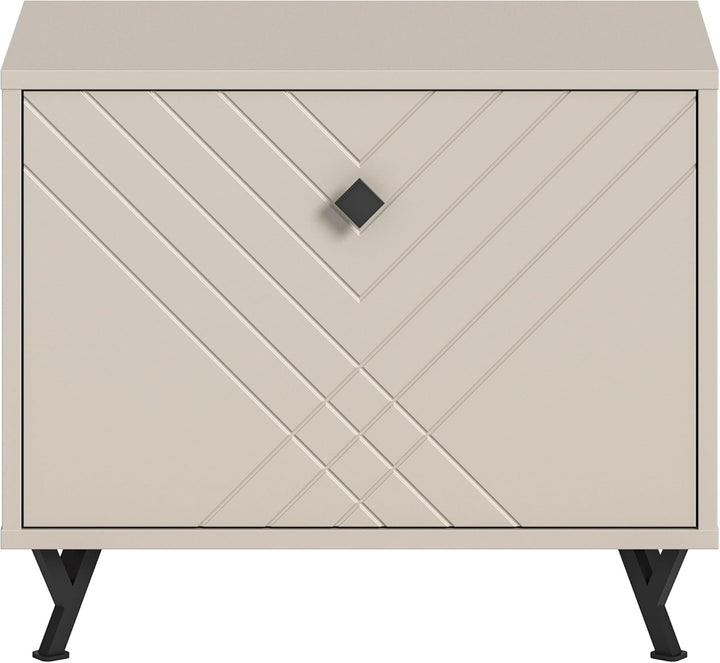 xonox.home Garderobe Notes Sitzbank Bank Garderobenbank Flurbank Truhe Front sandbeige melamin Korpu