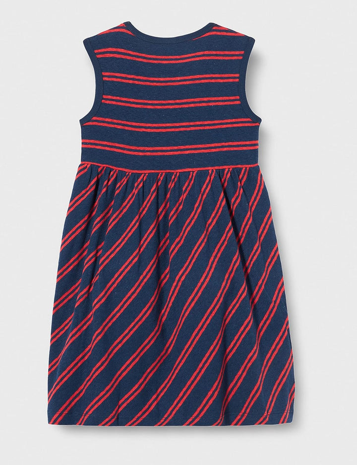 loud + proud Baby-Mädchen Kleid Streifen mit Leinen, GOTS Zertifiziert Kinderkleid, Ultramarin