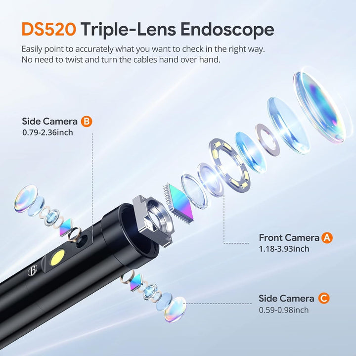 15m Triple Lens Endoskopkamera mit Licht, DEPSTECH 5-Zoll-IPS-Bildschirm Endoskopkamera, 1080P Indus