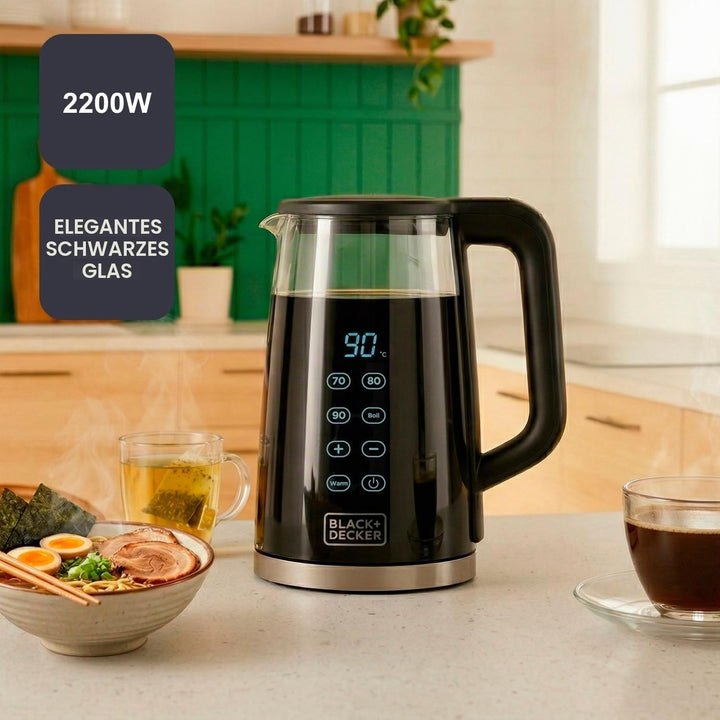Black+Decker - Elektrischer Wasserkocher BXKE2206E | 2200W | 1,7L Kapazität | 7 Temperaturstufen | D
