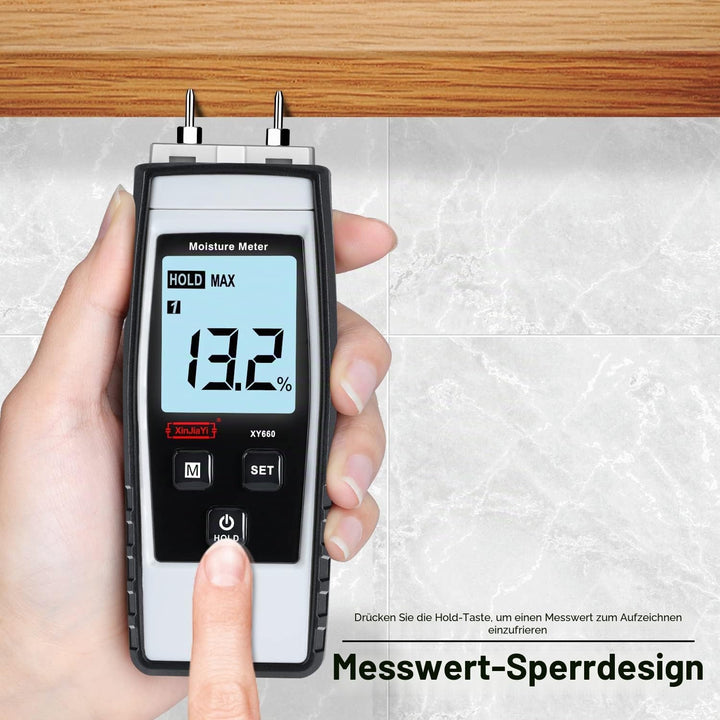 XinJiaYi Digitaler holzfeuchtemessgerät, 8-in-1 Feuchtigkeitsmessgerät Wand, Holzfeuchtemesser für B