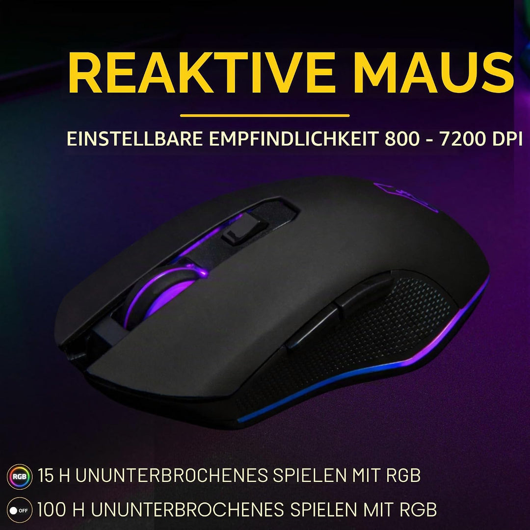 The G-Lab Combo Hydrogen WL Gaming-Tastatur, kabellos, 60% AZERTY FR RGB – Gaming-Maus 7200 DPI – Du