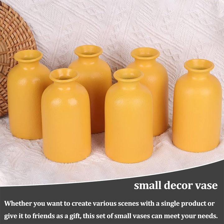 Kleine gelbe Vase, moderne Boho-Vasen für trockene Blumen, gelbe Keramik-Vasen für Heimdekoration, k